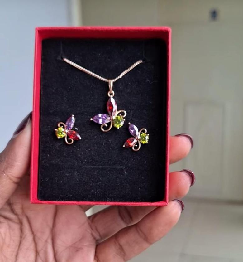 Hypoallergenic, non-tarnish, and anti-fading Gold Coated Necklace and Earrings set image