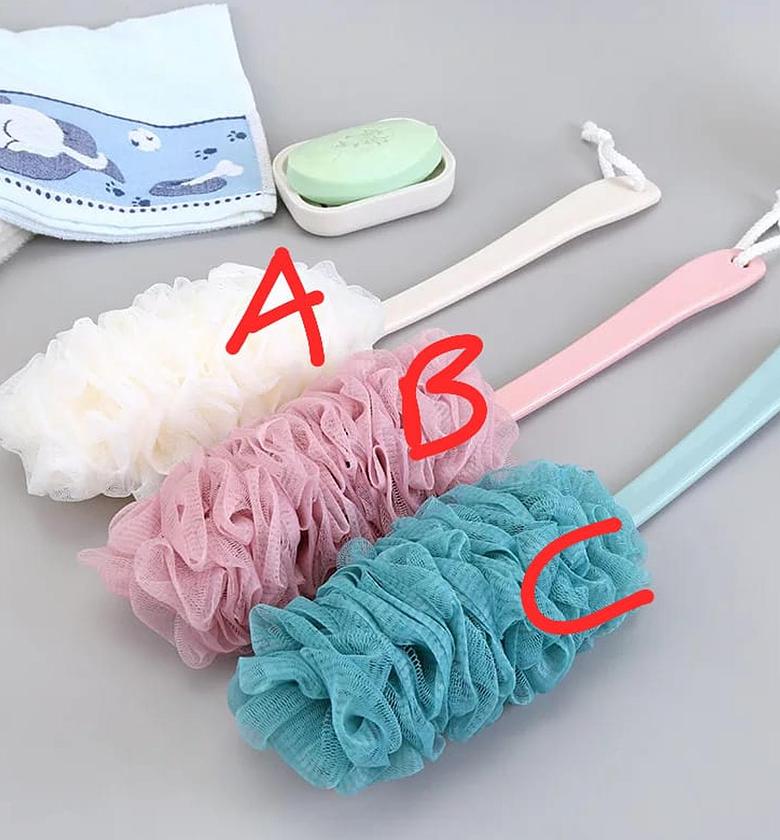 SOFT BATHING BRUSH. Long Handle Bath Brush, Back Scrubber Shower Body Brushes, Sponge Hanging Soft Mesh image