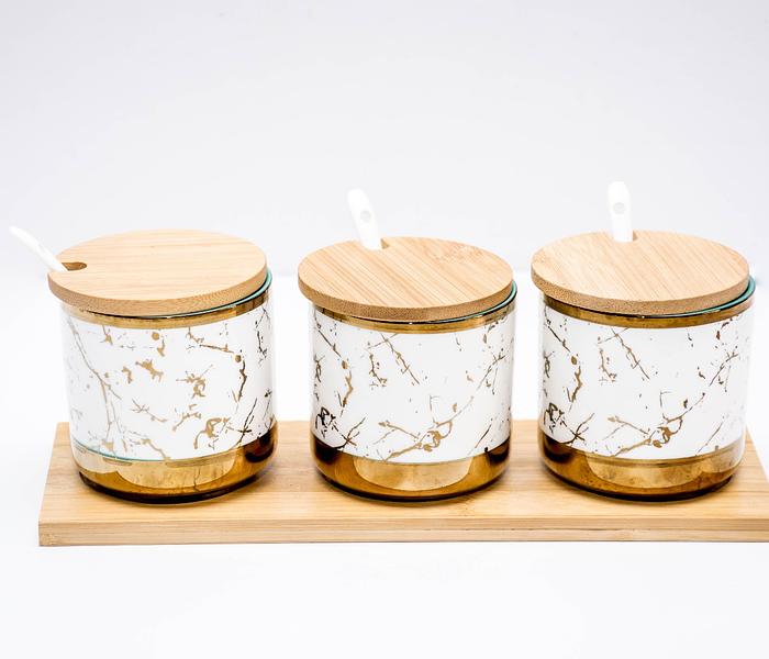 3pc seasoning marble sugar dish image