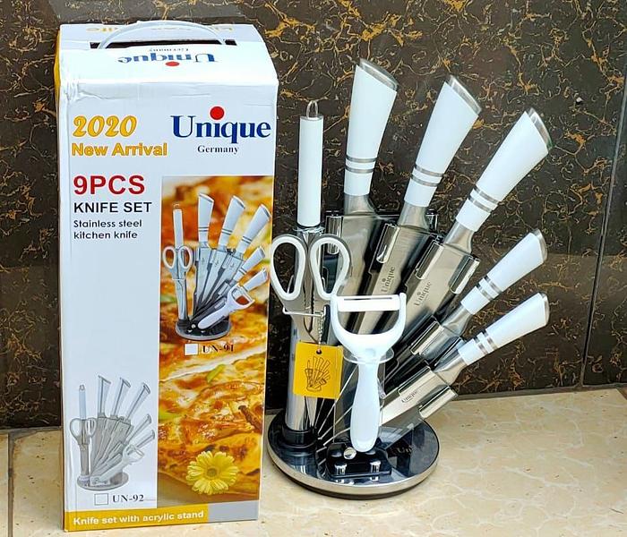 9 pc unique silver knife set image