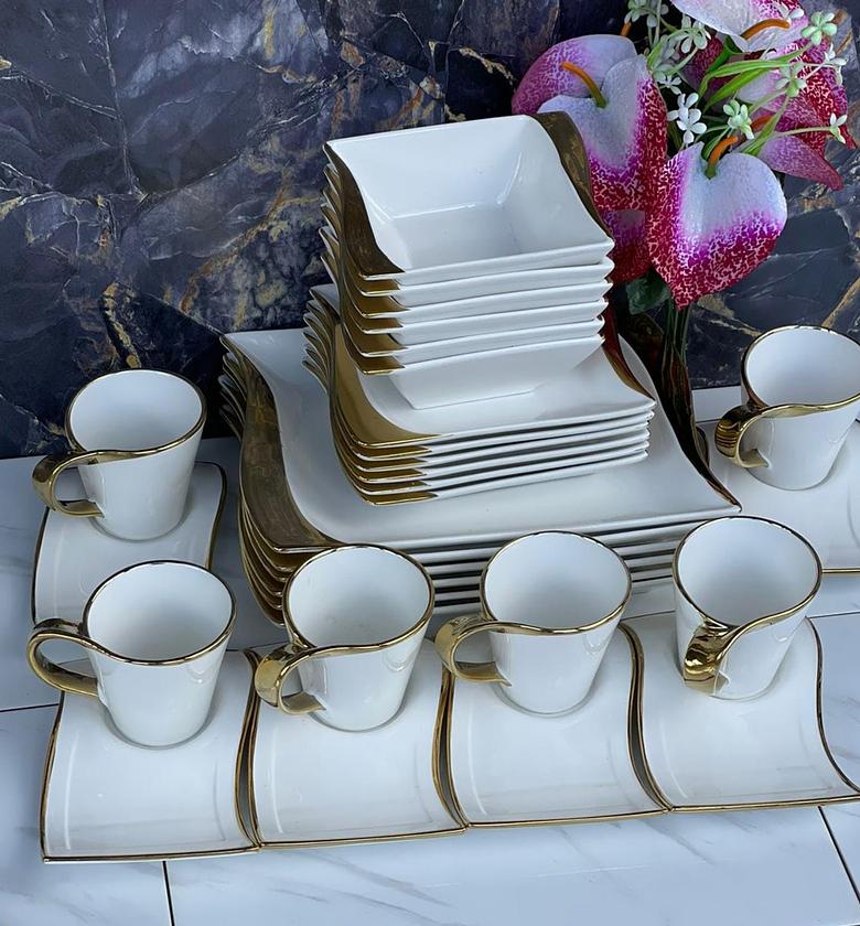 30pcs wavy ceramic white dinner set  image