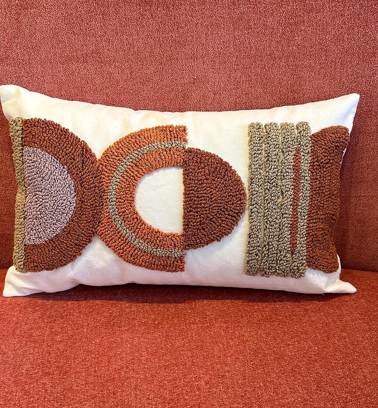 Luxe boho tufted in brown cushion cover. image