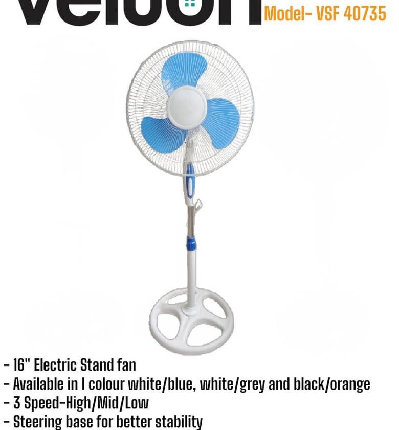 VELTON 16 INCH HEAVY DUTY STAND FAN FIVE BLADES image