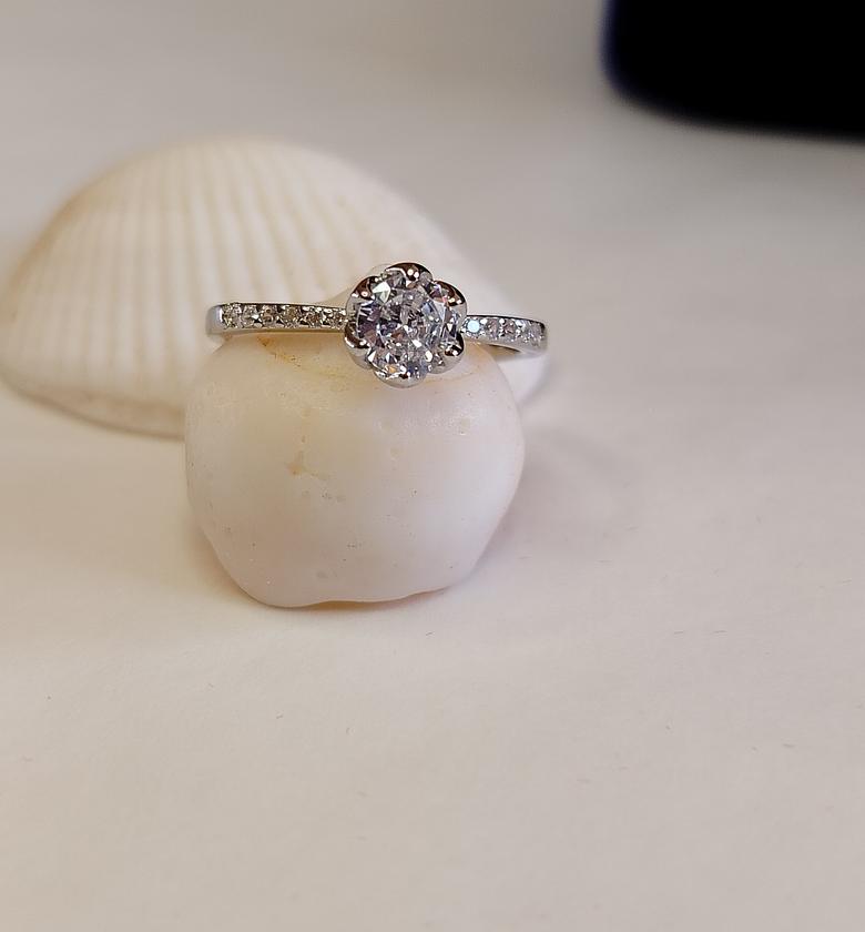 Round sterling silver engagement ring image