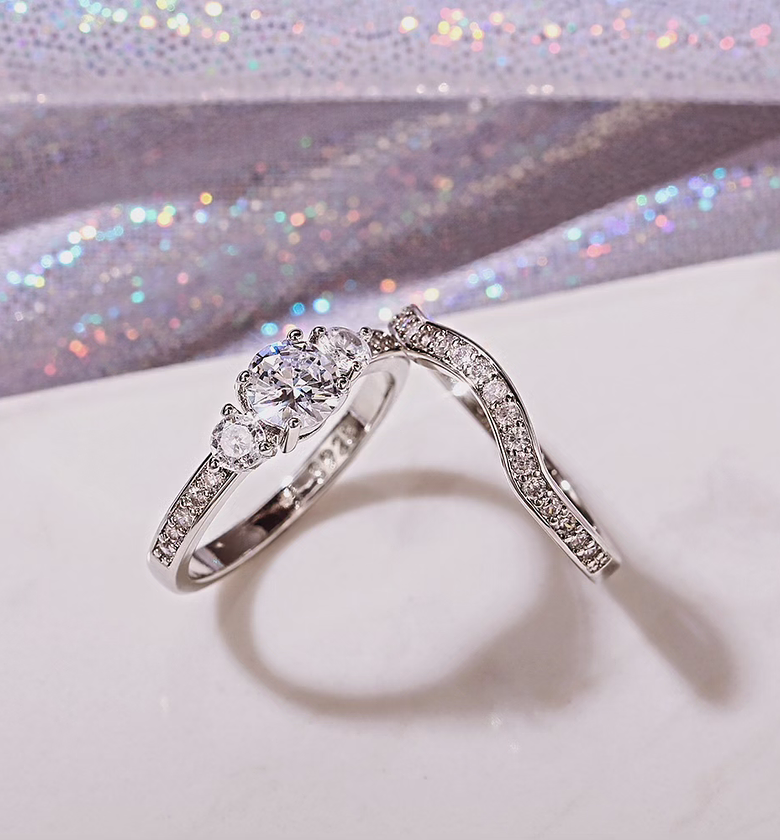 Double Stackable cubic zirconia ring set image