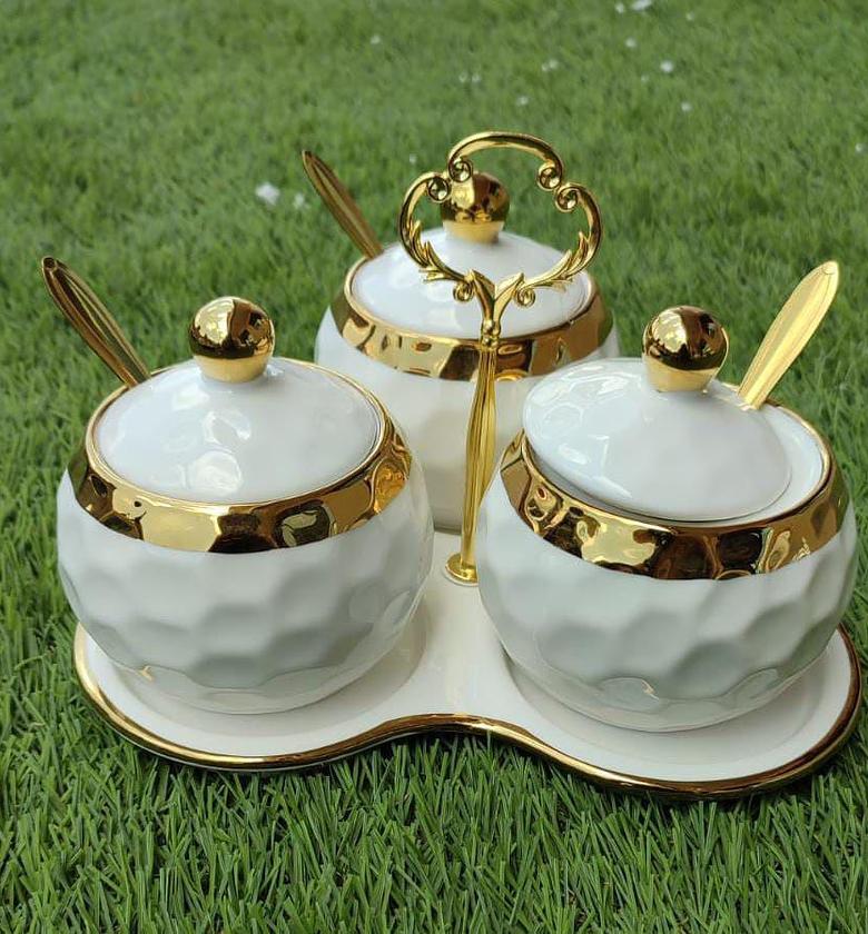 Ceramic sugar dish set  image