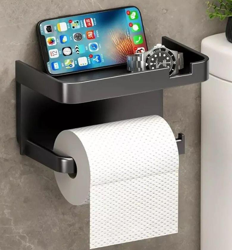 Aluminium toilet paper holder. image