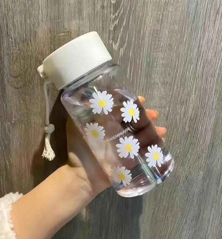 Cute flower print water bottle. image