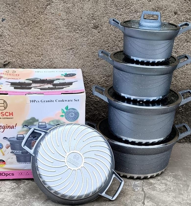 Cookware Set – Bosch 10-Piece Granite Non-Stick Pots with Glass Lids image