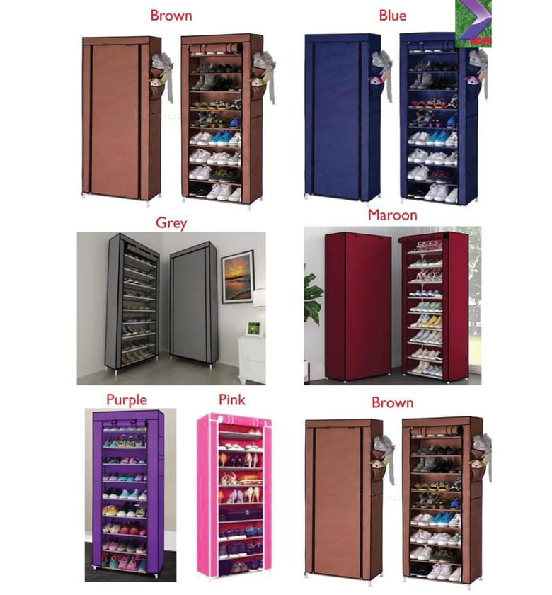 10 Layers Free Standing Shoe Rack Organizer With Cover image