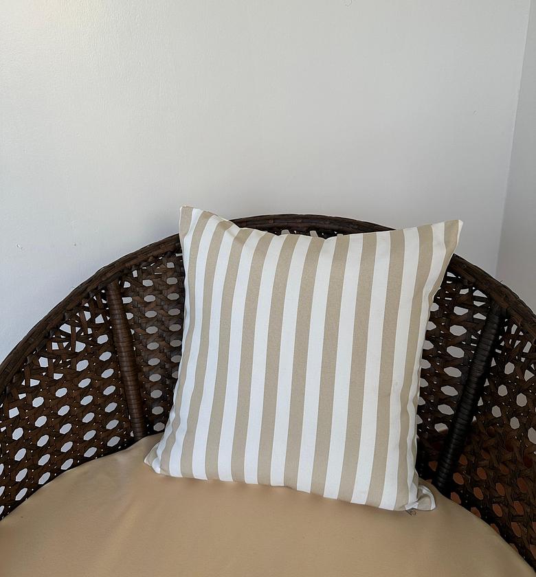 Beige striped outdoor cushion cover image
