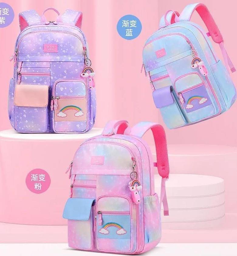 Rainbow Series Princess School Backpack / School Bags with multiple compartments. image