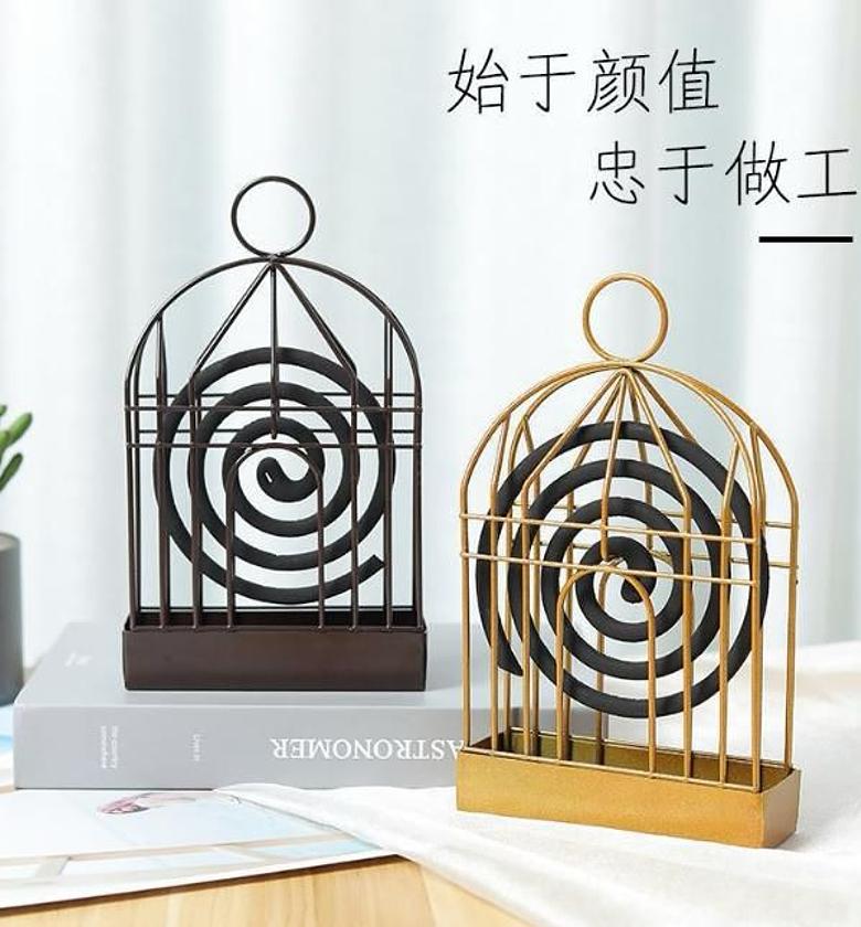 Portable Metal Mosquito Coil Holder Incense Holder Retro Incense Coil Burner, Hanging Bird Cage Outdoor Home Garden Decor for Courtyard Bar Office Desktop image