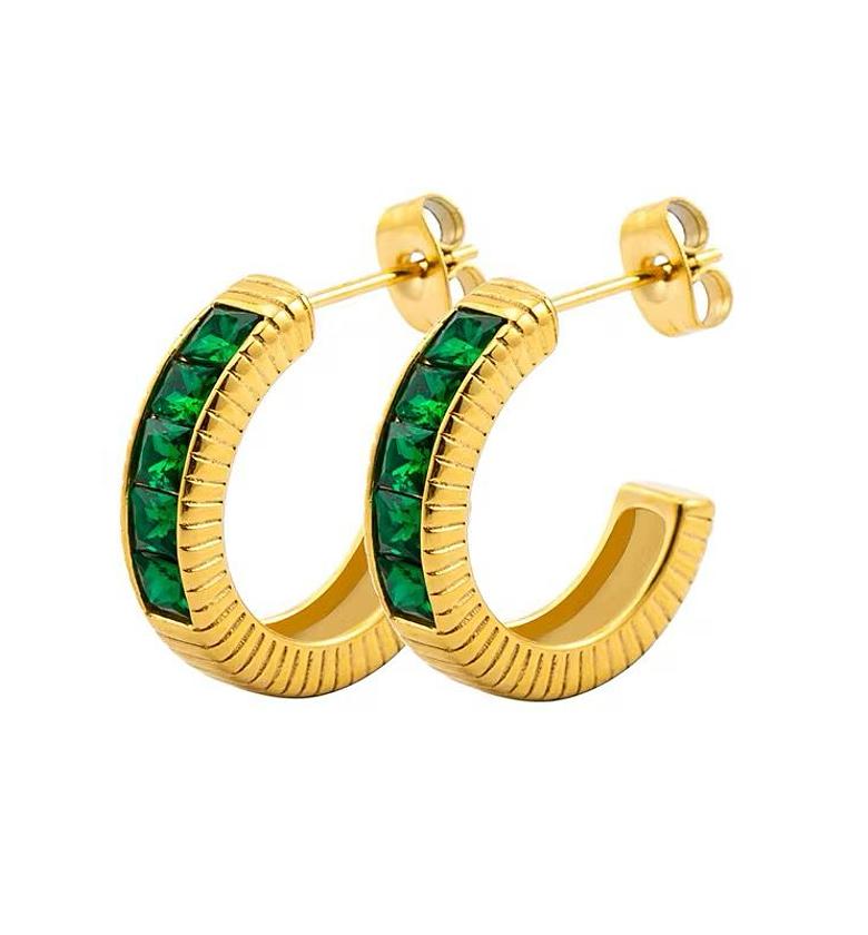 C shape emerald earrings image