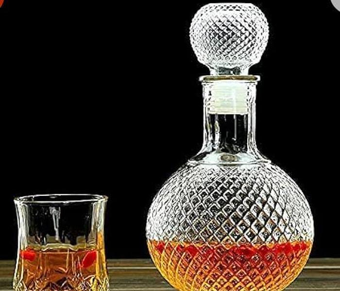 Home Bar Round Ball Shape Crystal Whiskey Wine Beer Drinking Glass Bottle Decanter image