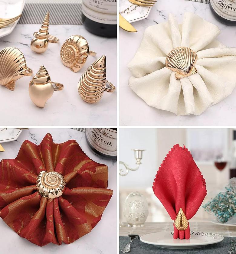 NAPKIN HOLDER. 6 pcs set Sea shell theme table napkin holder image