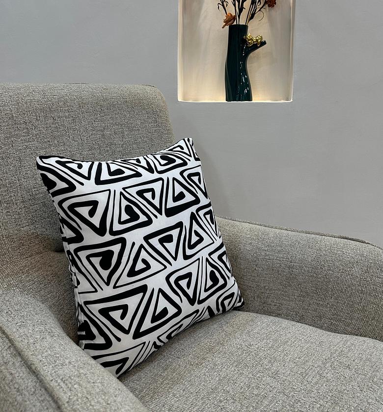 Luxury Boho cushion cover in monochrome. image