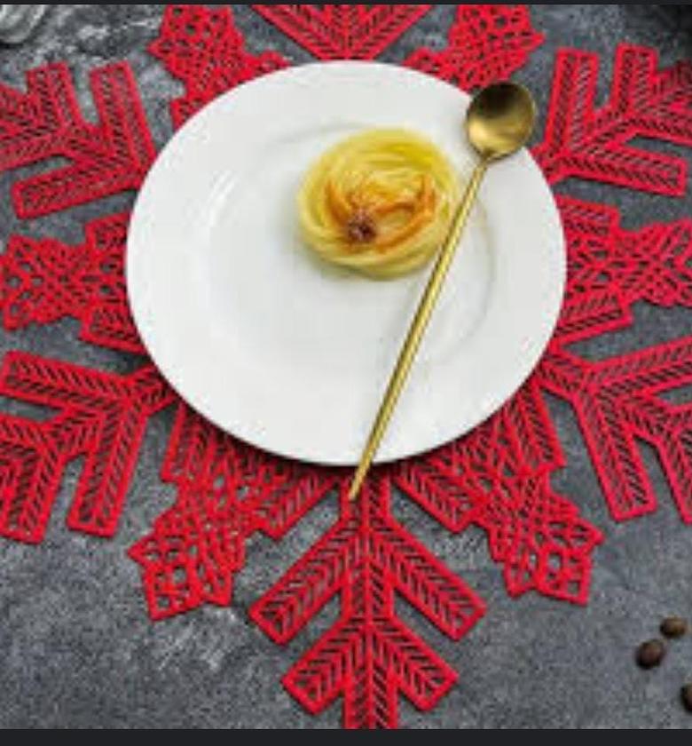 Durable pvc gold placemats set of 6，stylish heat-resistant round placemat for kitchen, dining, silver ,gold,red ,different style image