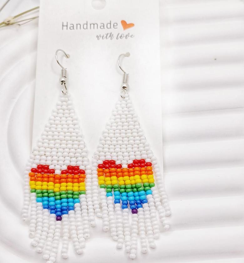 Stylish rainbow love shaped beads Earrings image