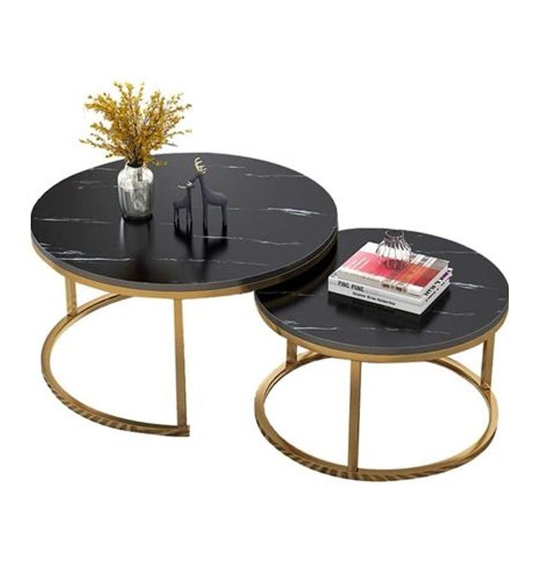 Home Leisure Coffee Table, Round Nesting Tables, Marble effect Top image