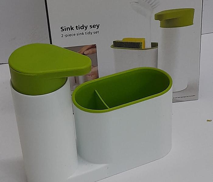2 In 1 Sleek Sink Tidy Set Soap Dispenser Sponge Holder image