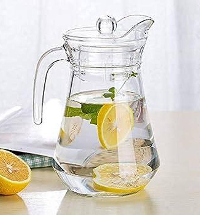 One Piece Ceramic Wine ,Juice, Water Serving Glass Jugs - Lids-Water Jug image