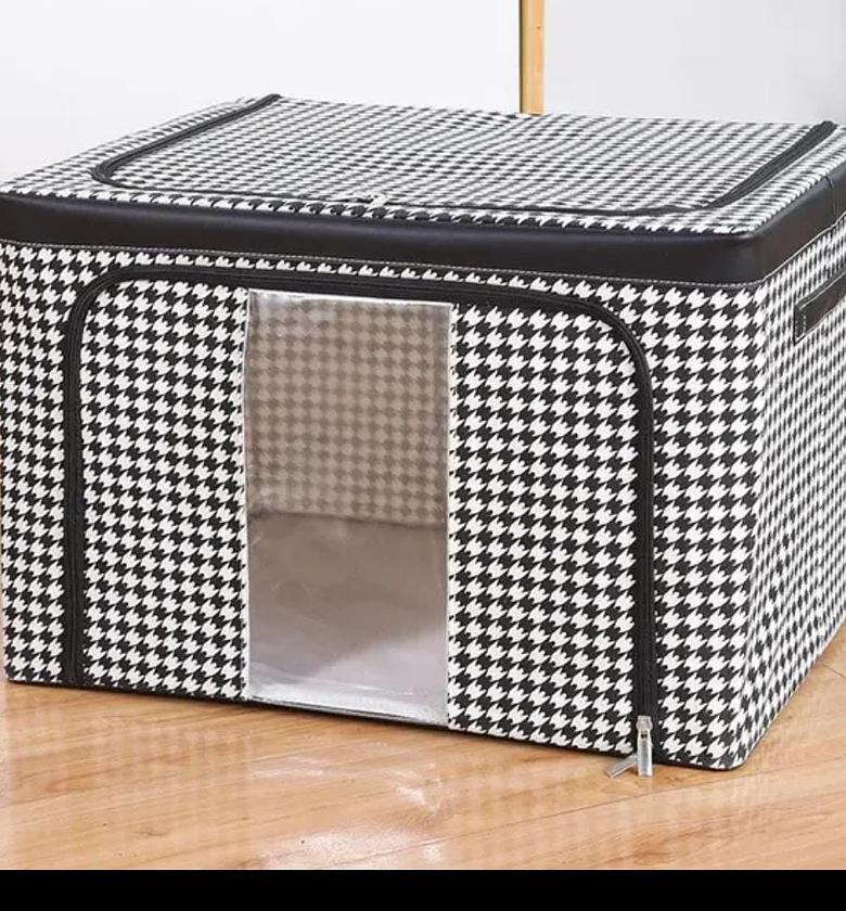 Foldable Large Waterproof and Moisture-proof Capacity Storage Bag Comforters Oxford Cloth Steel Frame Storage Box & Home Decoration ✅Size:50cm*40cm*33cm  image