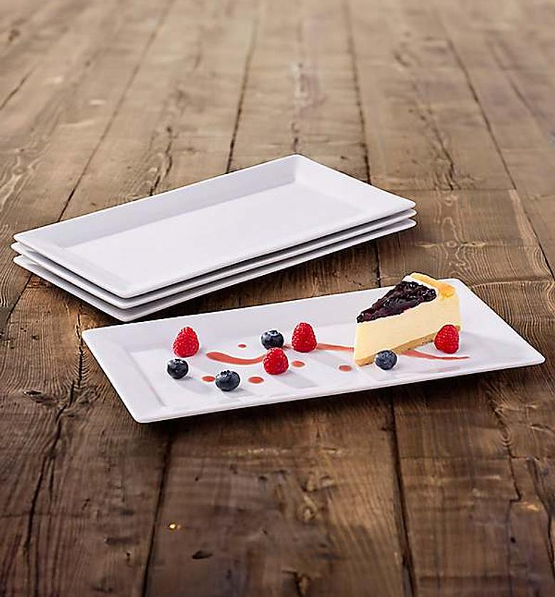 Ceramic Rectangle Platter  ✅Material:Ceramic ✅Colour:White 🤍  ✅ Measurement's:35x17cm ✅Size :14"  image