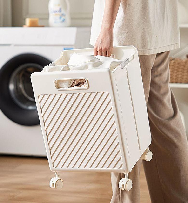 2pcs Foldable laundry Hamper basket with Wheels image