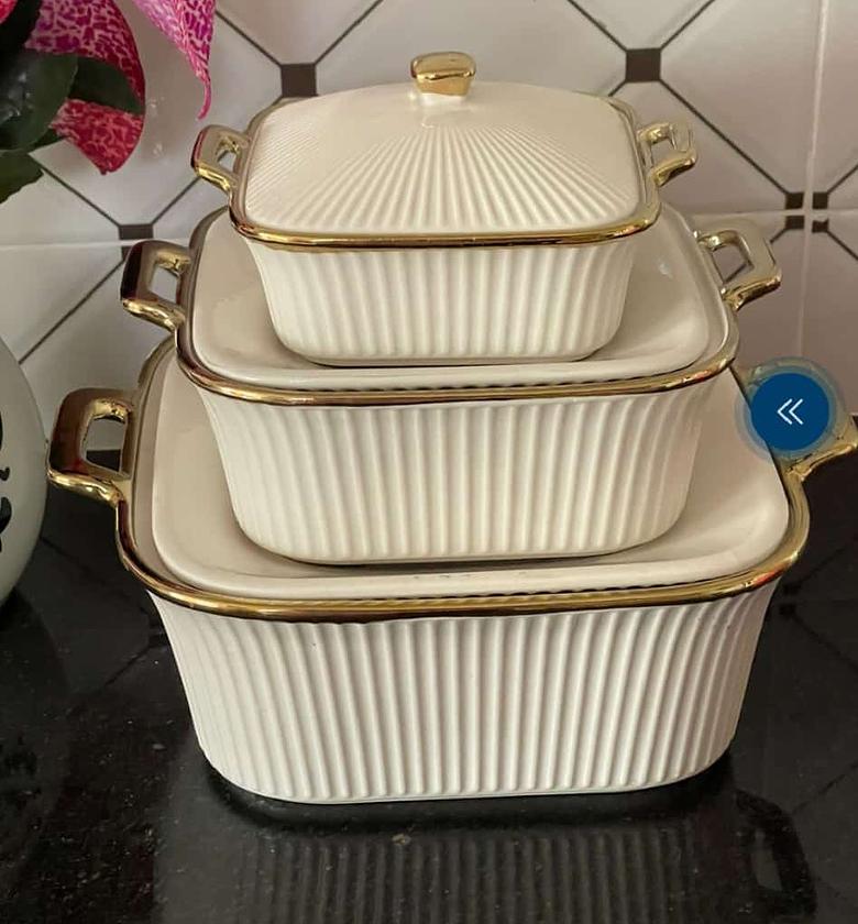 3 PCS CERAMIC CASSEROLE SERVING DISH image