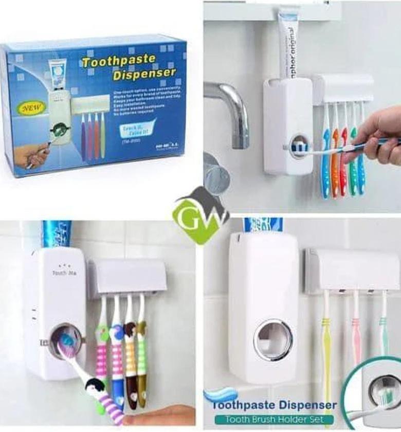 TOOTHPASTE DISPENSER. Toothpaste dispenser and toothbrush holder. image