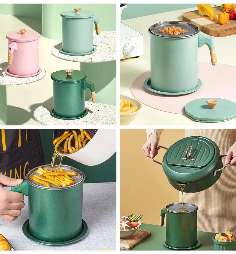 Oil Filter / Sieve Capacity: about 1.7ltrs  Made of polished stainless steel Filtering allows you to reuse cooking oil image