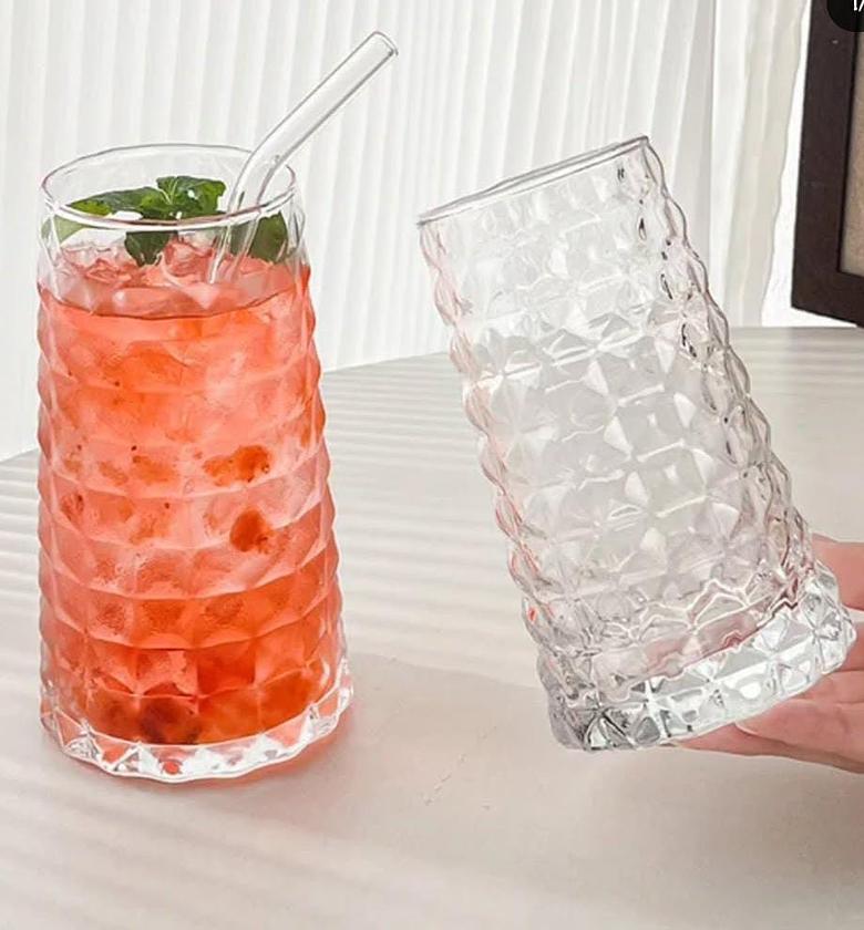 New Diamond juice/ water glasses ( has golden rim). image