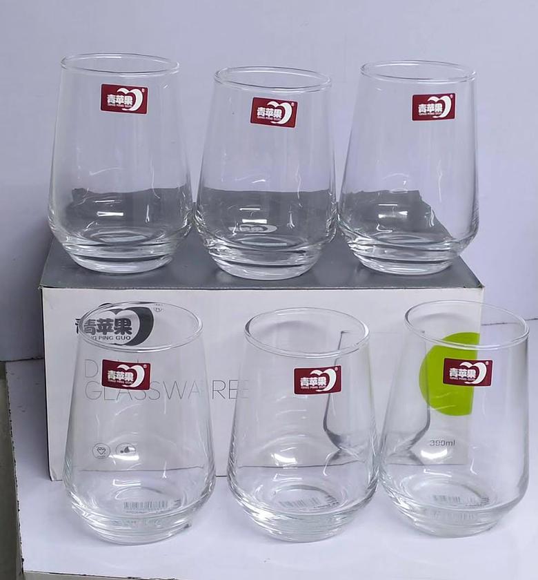 Long bottom curved water glasses. image