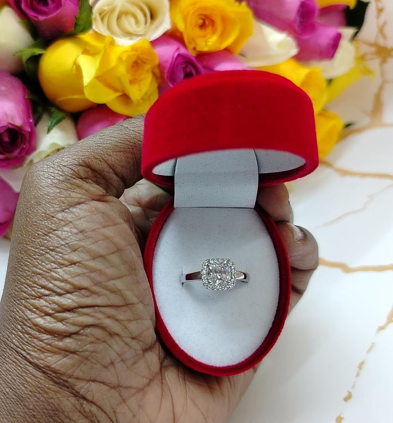 Elegant Square Sterling Silver Engagement Ring  image