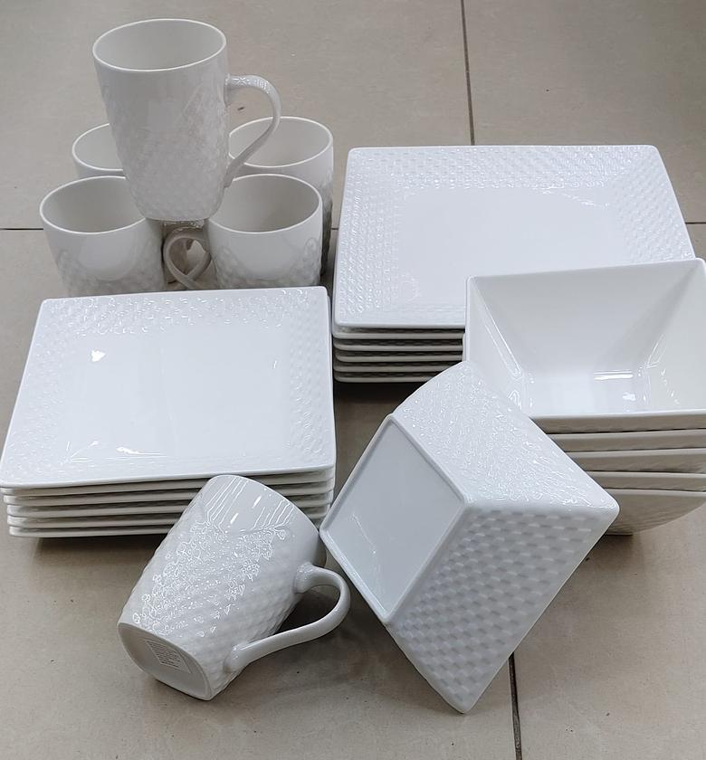 24pcs checked ceramic dinner  image