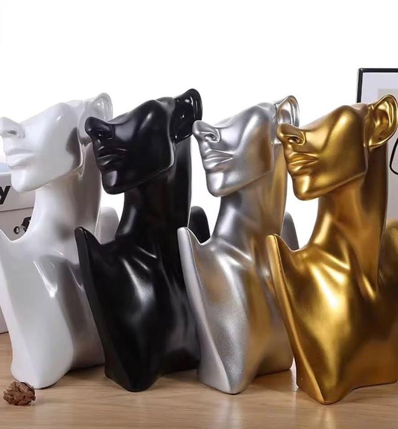 Resin abstract face sculpture. image