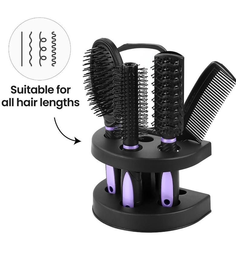 Set of 5pcs and holder  Hair Combs Set Professional Salon Hair Cutting Brushes Sets Salon Hairdressing Styling Tool Mirror And Holder Stand Set Dressing Comb  image