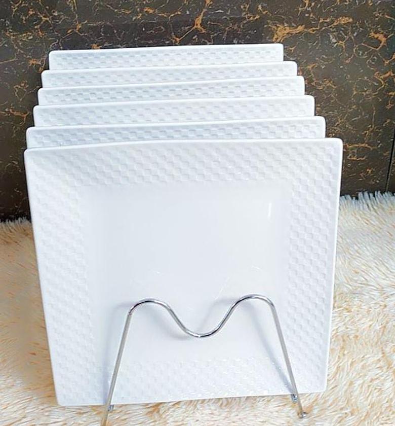 PLATES. 6 Pcs Deluxe Square Glass Dinner Plates - Thick Heavy Duty BEST QUALITY HIGHLY RECOMMENDED FOR EVRY HOME image