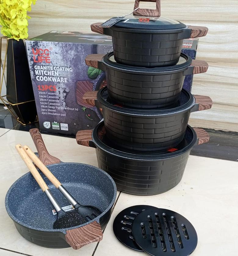 Cookware Set. High Quality UCC LIFE GRANITE COATING KITCHEN COOKWARE SET image