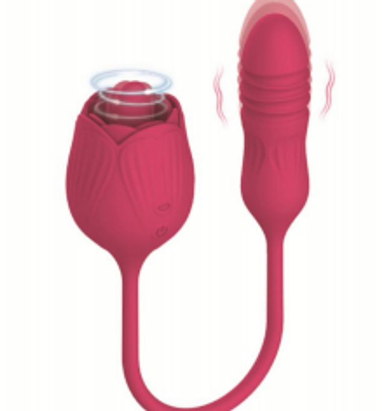 Thrusting Vibrator Vagina Nipple Sucking G Spot Clitoris Stimulate Masturbation Adult Sexy Rose Toys For Women Female Rose Dildo image