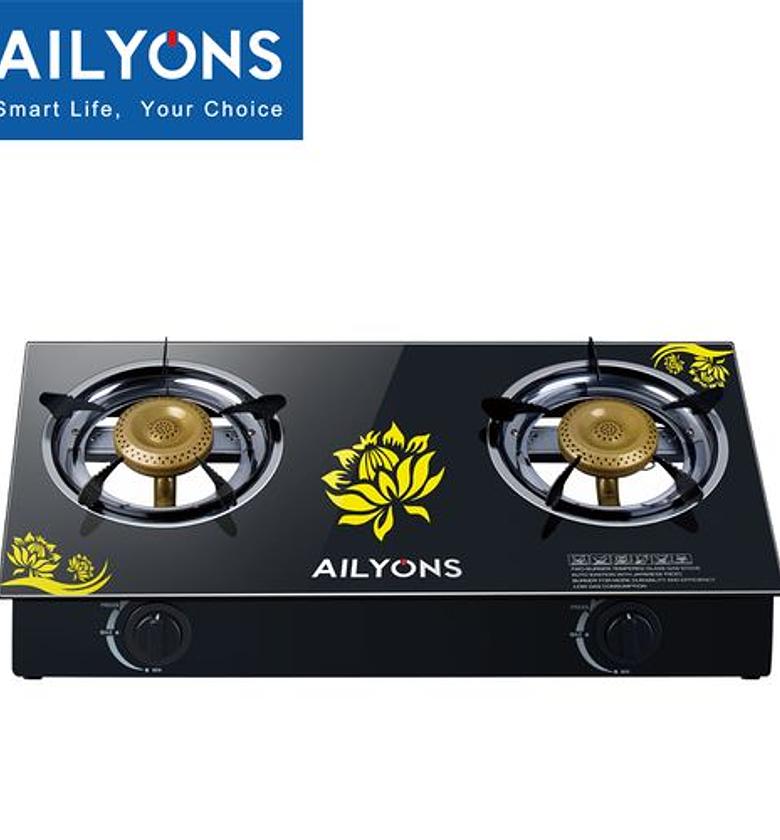 AILYONS GS014-5, 2 Burner Glass Top Gas Cooker & Infrared Double Burner, (1YR WRTY) image