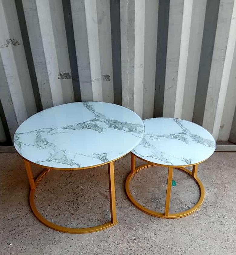 Marble Nesting Coffee Table (glass effect) white image