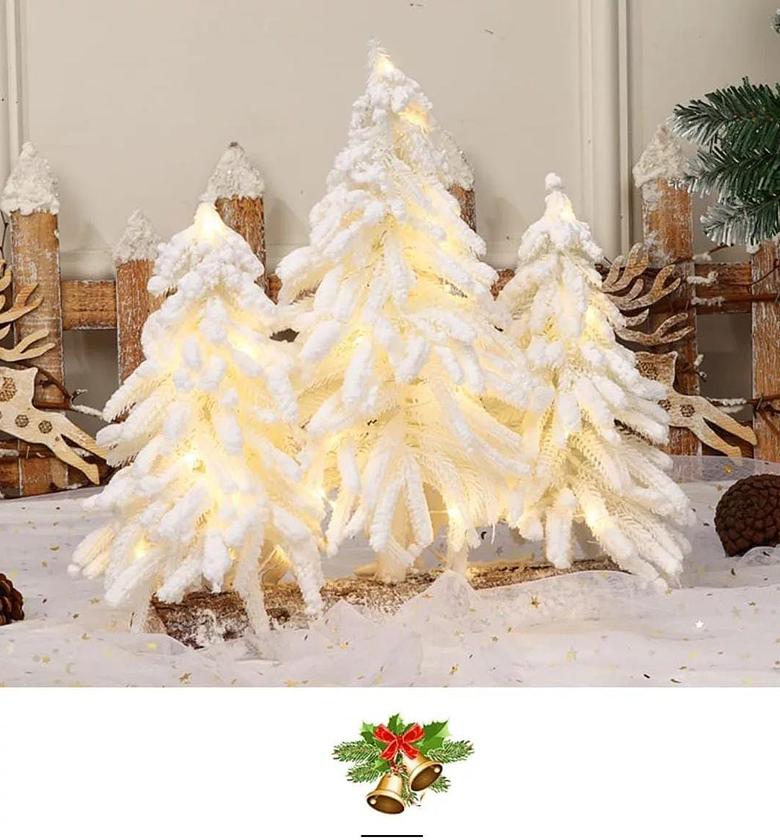 Mini pine white flaked Christmas Decor. image