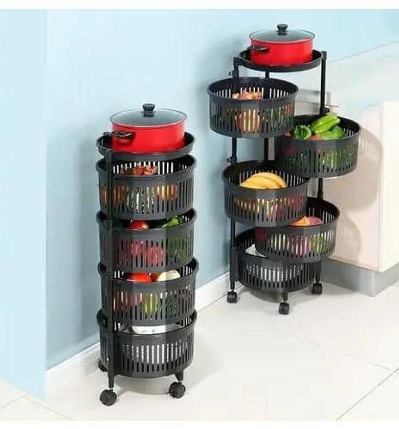 Rotatable 4-Layer Fruit Rack with Wheels image