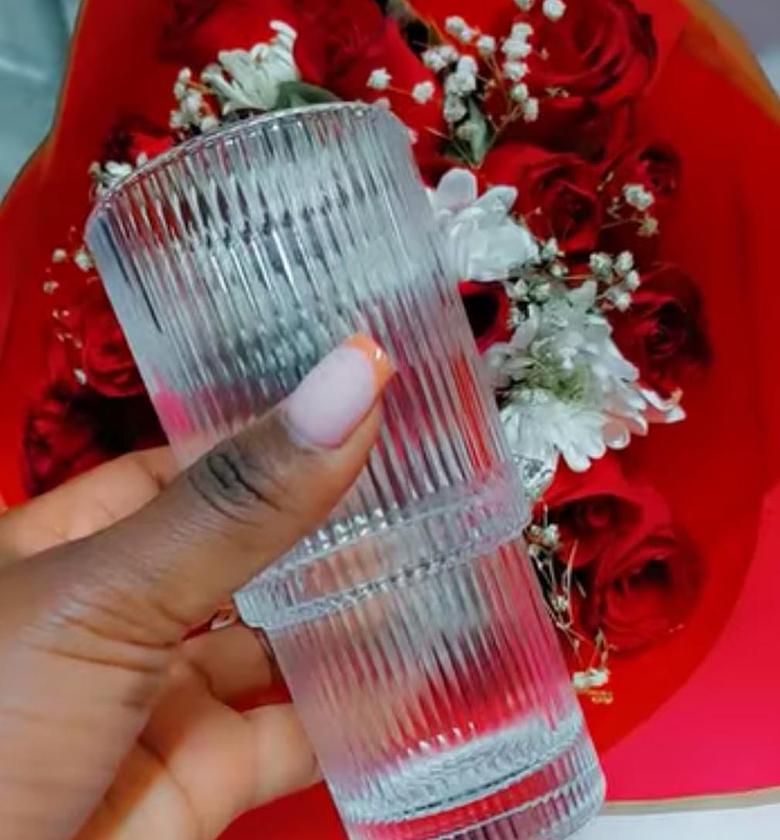 Fancy Aesthetic Highball crystal ribbed glasses image