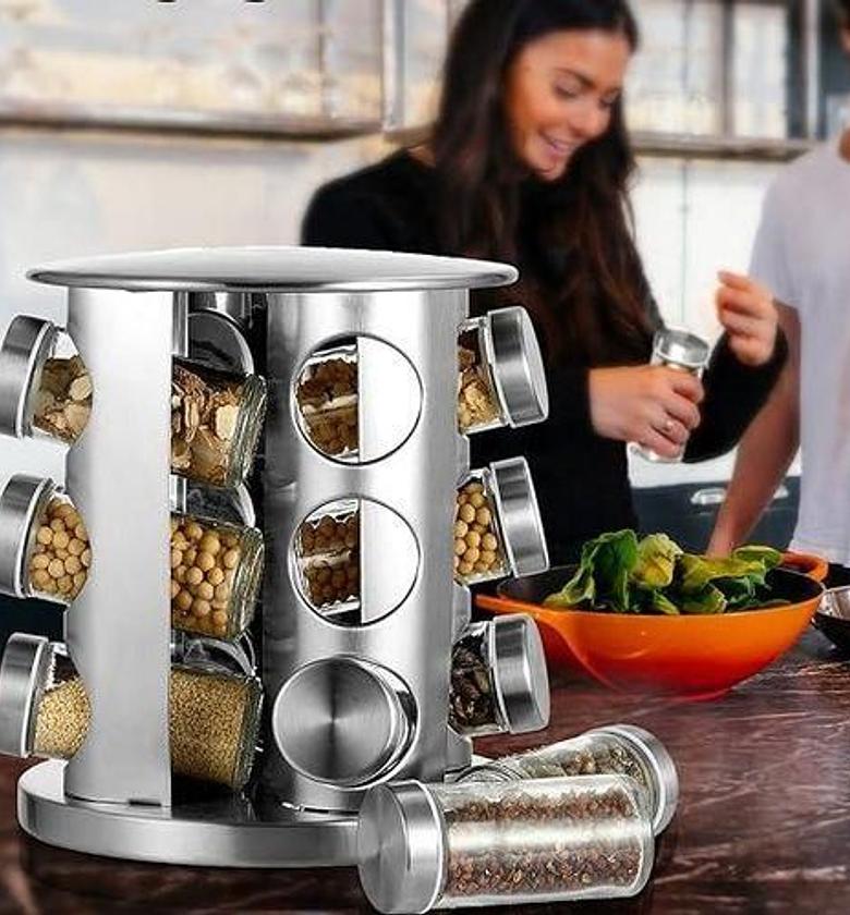 Quality Rotating Spice Rack Organizer With 12 Jars - image