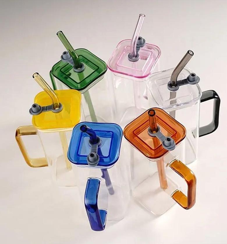 Glass cup and straw image