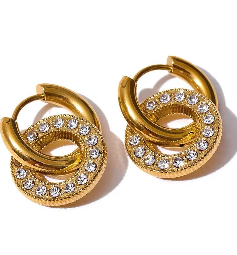 Dangle hoop Earrings Gold coated Hypoallergenic image