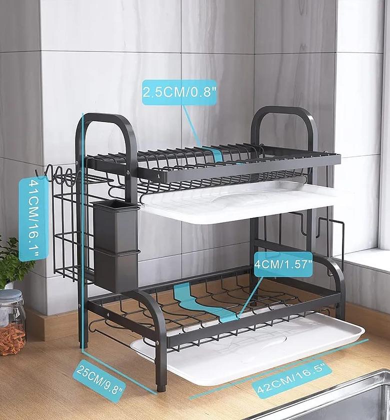 High quality heavy duty 2tier dish rack with cutlery holder  image